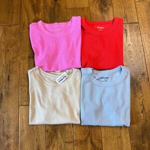 Lot of 4 Old Navy Snug Short Sleeve Stretch Ribbed T-Shirt Fits Women's Sz S